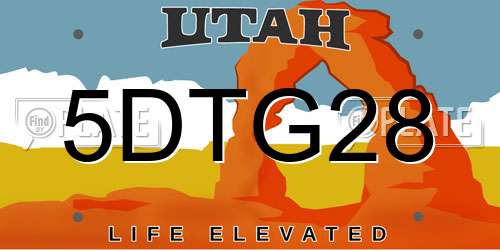 5DTG28 Utah License Plate