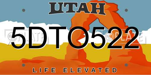 5DTO522 Utah License Plate