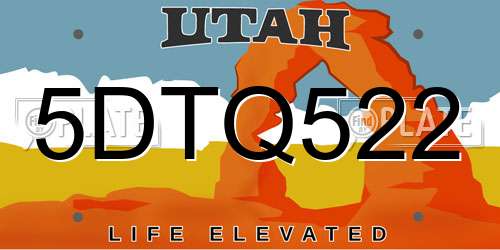 5DTQ522 Utah License Plate