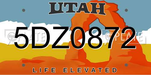 5DZ0872 Utah License Plate