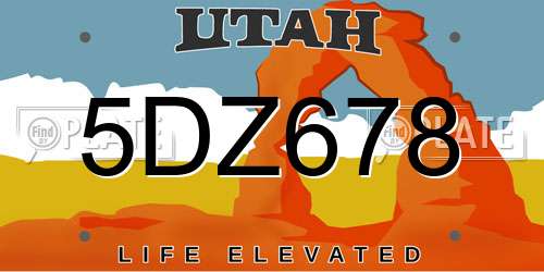 5DZ678 Utah License Plate