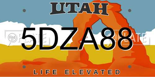 5DZA88 Utah License Plate