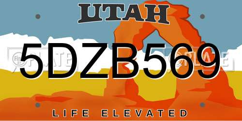 5DZB569 Utah License Plate