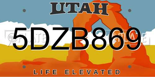 5DZB869 Utah License Plate