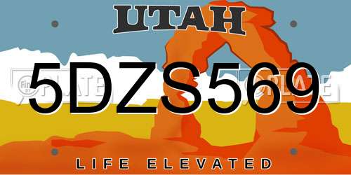 5DZS569 Utah License Plate