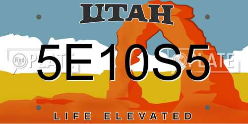 5E10S5 Utah License Plate