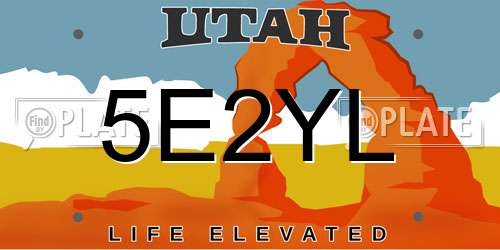 5E2YL Utah License Plate