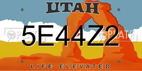 5E44Z2 Utah License Plate