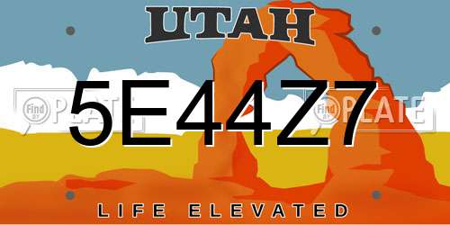 5E44Z7 Utah License Plate
