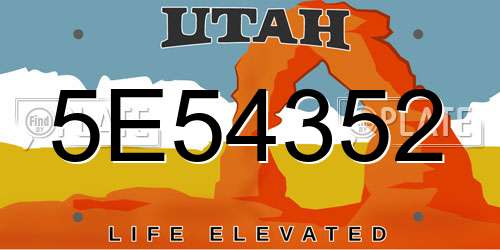 5E54352 Utah License Plate
