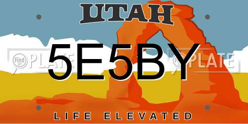5E5BY Utah License Plate