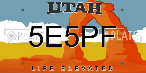 5E5PF Utah License Plate