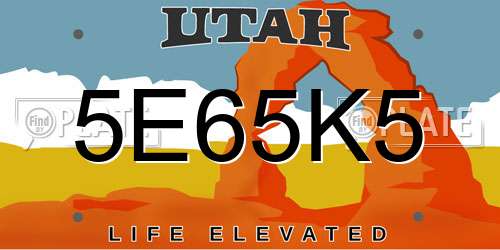 5E65K5 Utah License Plate