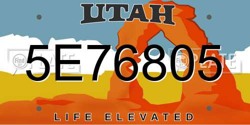 5E76805 Utah License Plate