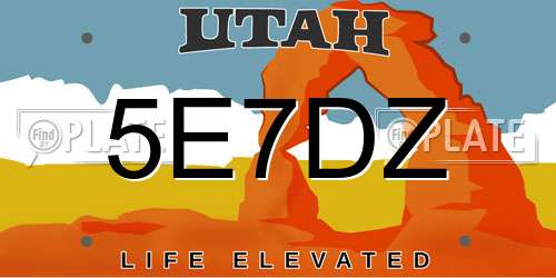 5E7DZ Utah License Plate