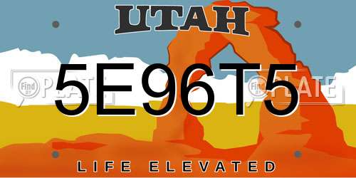 5E96T5 Utah License Plate