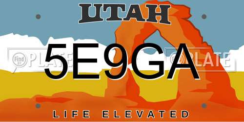 5E9GA Utah License Plate