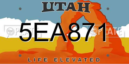 5EA871 Utah License Plate