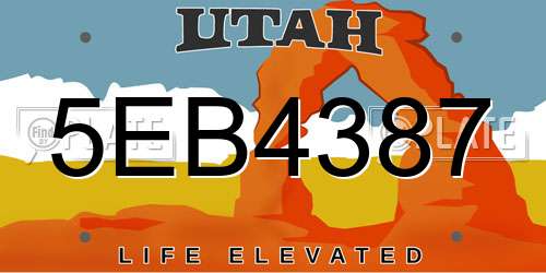 5EB4387 Utah License Plate