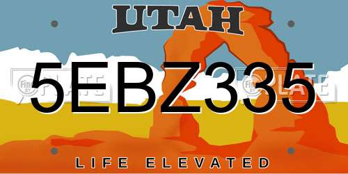 5EBZ335 Utah License Plate