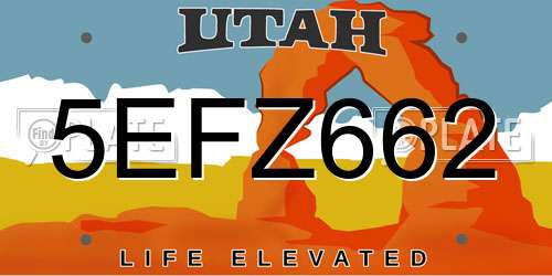 5EFZ662 Utah License Plate