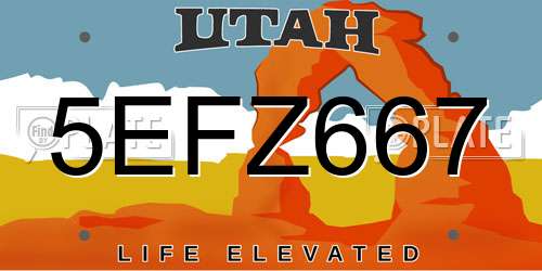 5EFZ667 Utah License Plate
