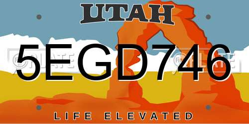 5EGD746 Utah License Plate
