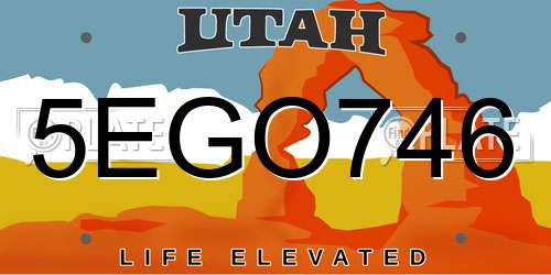 5EGO746 Utah License Plate