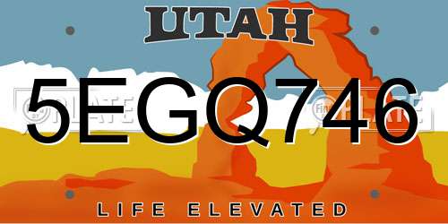 5EGQ746 Utah License Plate