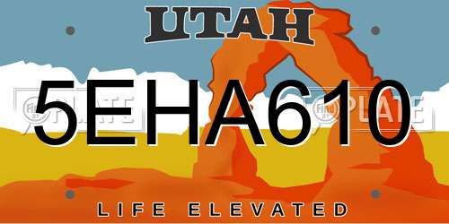 5EHA610 Utah License Plate