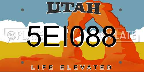 5EI088 Utah License Plate