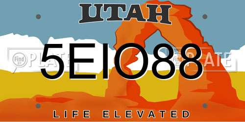 5EIO88 Utah License Plate