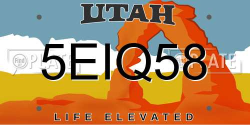 5EIQ58 Utah License Plate