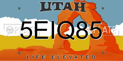 5EIQ85 Utah License Plate
