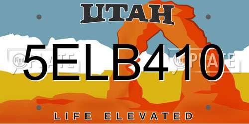 5ELB410 Utah License Plate