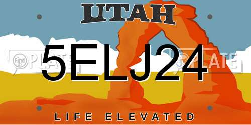 5ELJ24 Utah License Plate