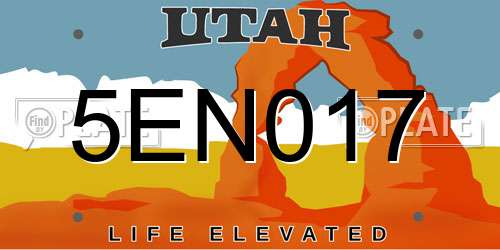 5EN017 Utah License Plate