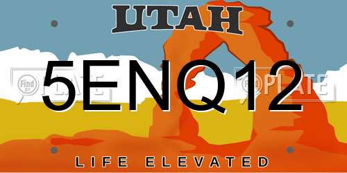 5ENQ12 Utah License Plate