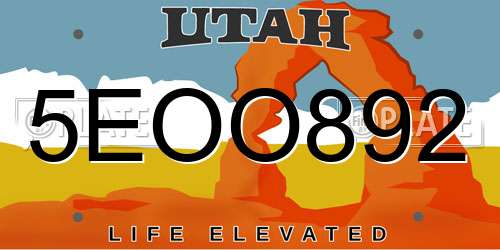 5EOO892 Utah License Plate