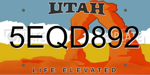 5EQD892 Utah License Plate