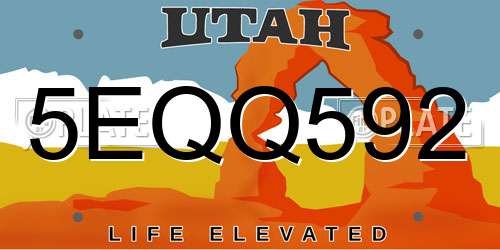 5EQQ592 Utah License Plate