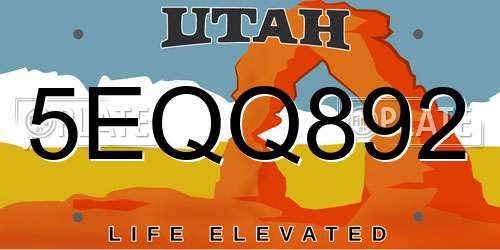 5EQQ892 Utah License Plate