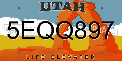 5EQQ897 Utah License Plate