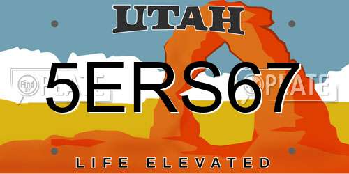 5ERS67 Utah License Plate