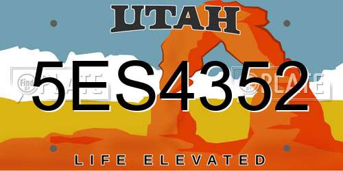 5ES4352 Utah License Plate