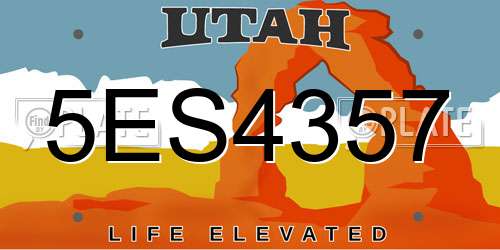 5ES4357 Utah License Plate