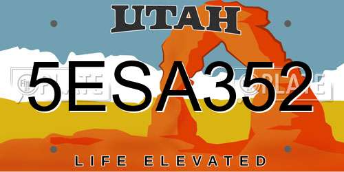 5ESA352 Utah License Plate