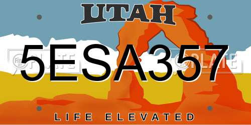 5ESA357 Utah License Plate
