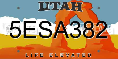5ESA382 Utah License Plate