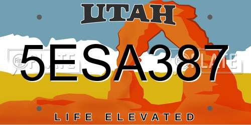 5ESA387 Utah License Plate